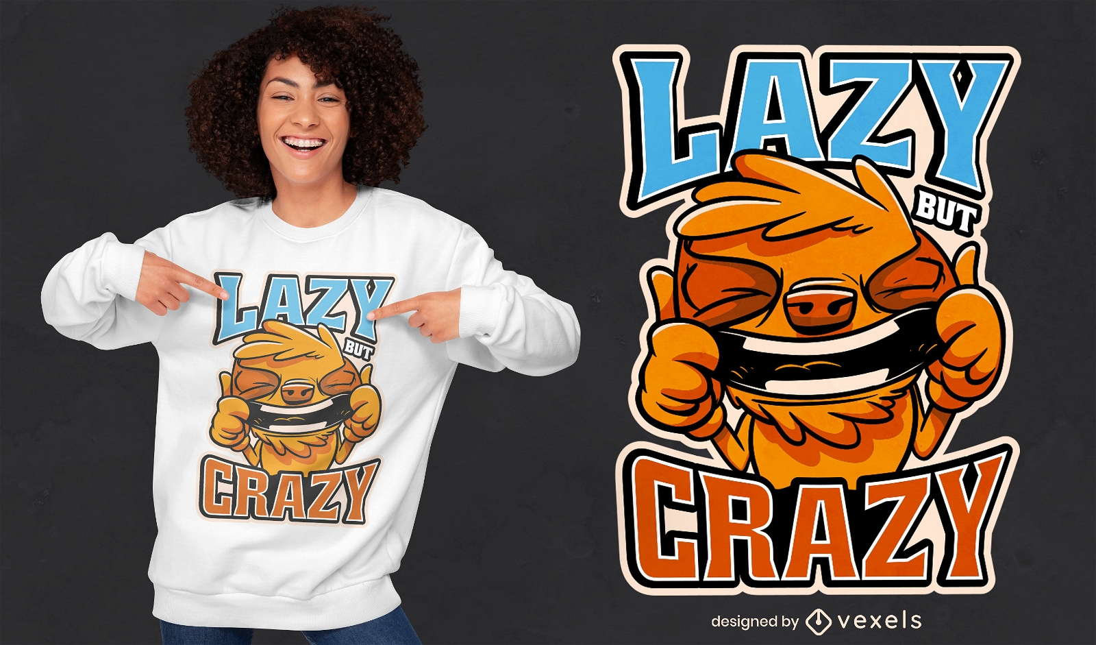 Lazy but crazy sloth t-shirt design