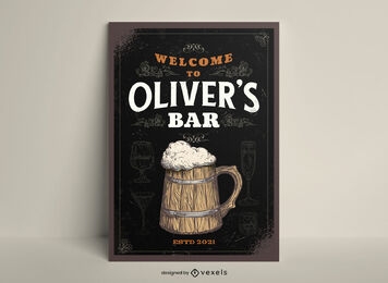 Beer jug alcoholic drink poster template