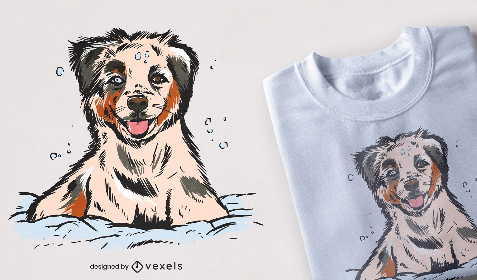 Australian Shepherd-Welpen-T-Shirt-Design