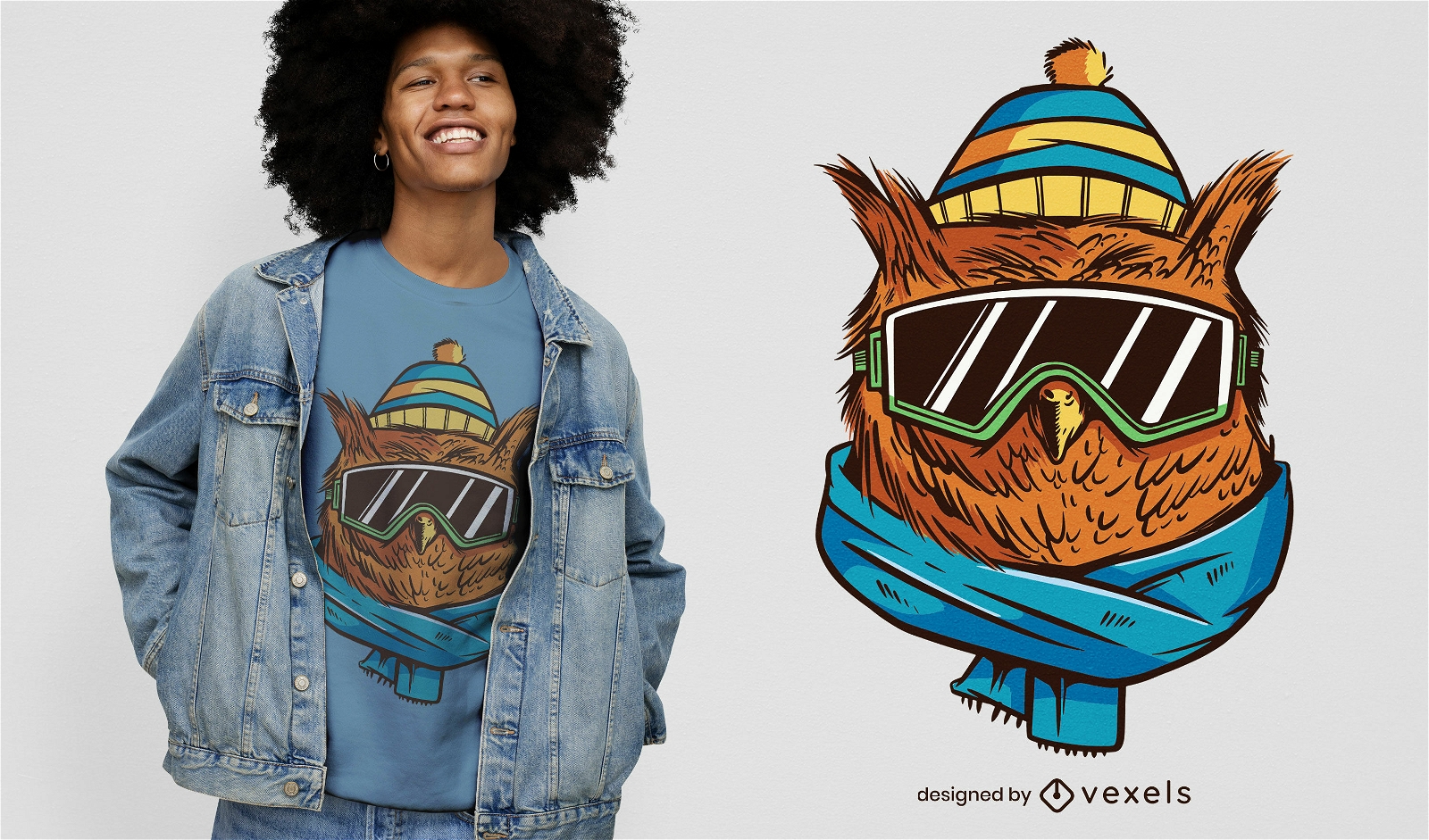 Winter owl with glasses and hat t-shirt design
