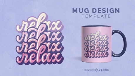 Relax quote retro lettering mug template