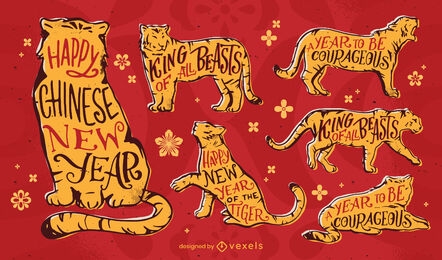 Conjunto de animales del año chino del tigre