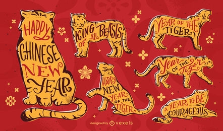 Conjunto de animais do Ano Chinês do Tigre
