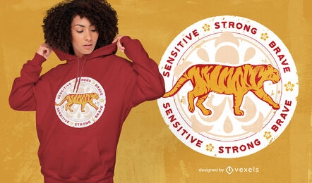 Design de t-shirt com o emblema do ano chinês do tigre