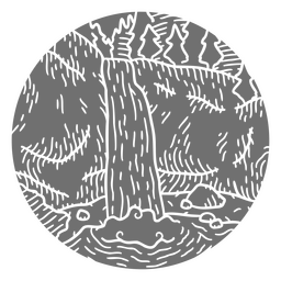 Paisaje recortado de cascada y bosque Diseño PNG