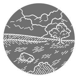 Grassland and trees landscape cut out PNG Design