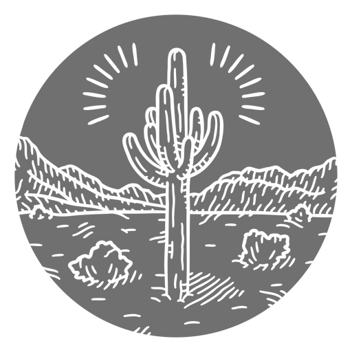 Cactus and desert landscape cut out