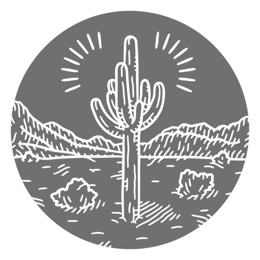 Cactus e paisagem desértica cortada Desenho PNG