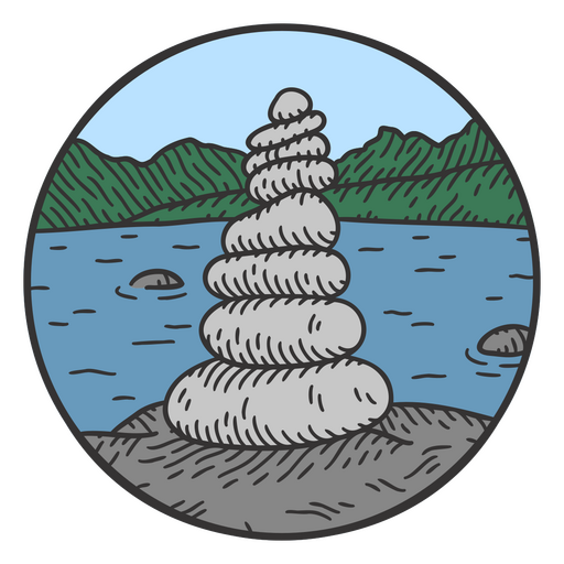 Pile of stones in lake color stroke element