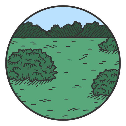 Grünland mit Büschen Naturlandschaft Farbstrich PNG-Design