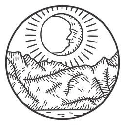 Berg- und Nachtlandschaftsstrich PNG-Design