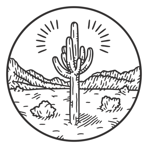 Design PNG E SVG De Cactus No Deserto Cortar Paisagem Para Camisetas