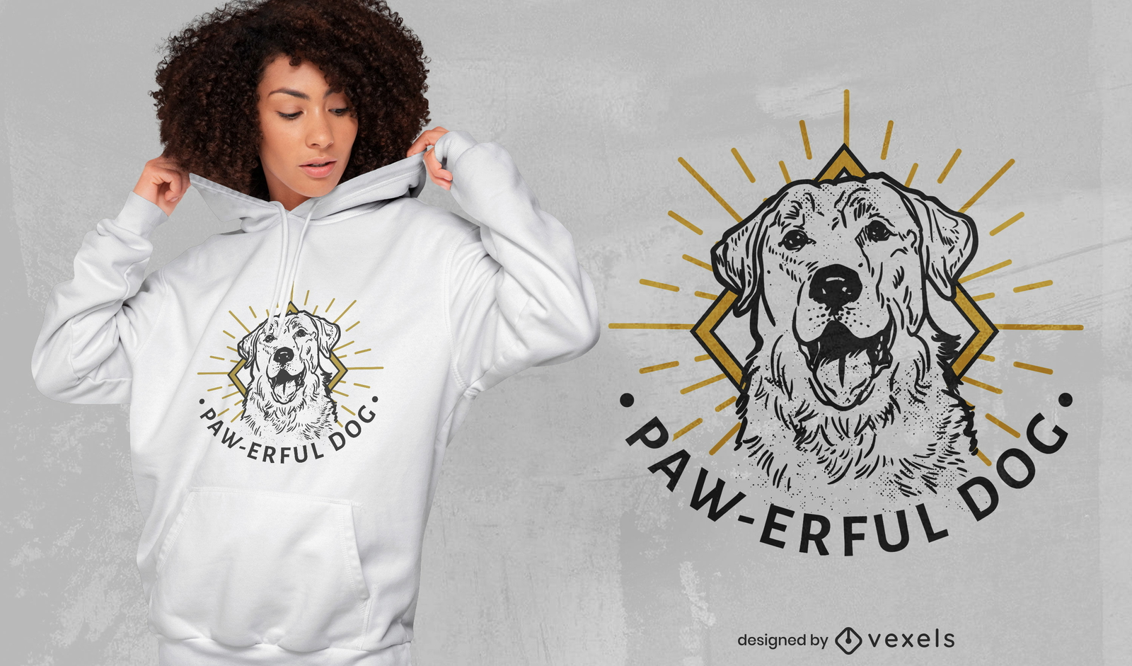 Diseño de camiseta golden retriever dibujado a mano