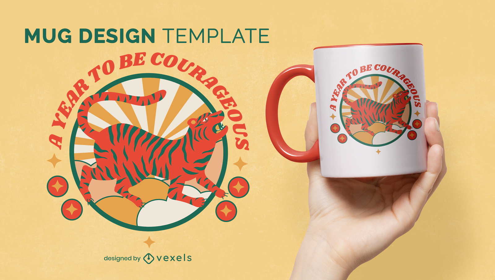 Diseño de taza de animal tigre de año nuevo chino