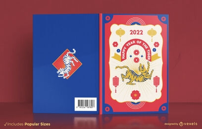 Design da capa do livro chinês do ano do tigre