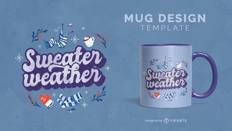 Diseño de taza de cita de invierno de suéter clima
