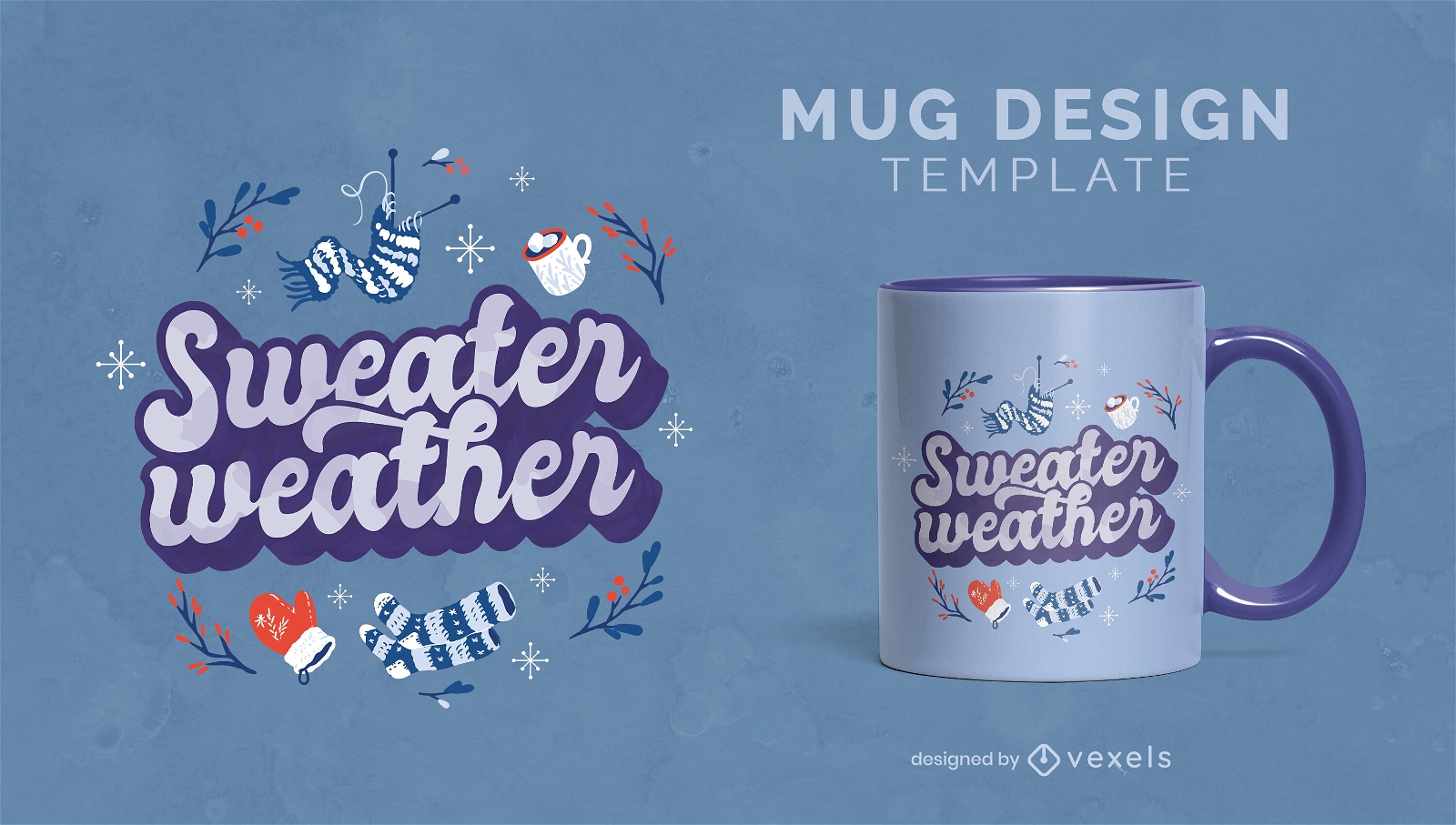 Design de caneca de citações de inverno para climas de suéter