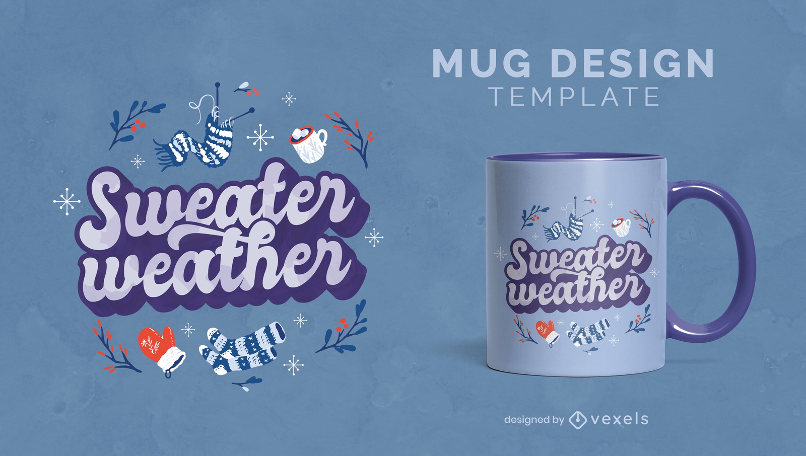 Design de caneca de citações de inverno para climas de suéter