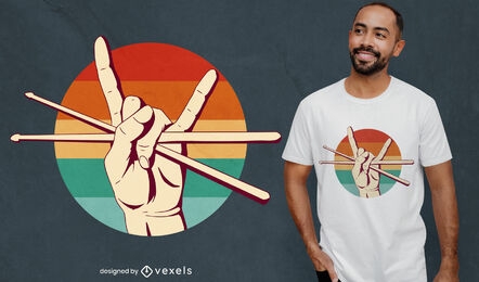 Hand holding drum sticks t-shirt design