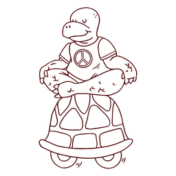Meditating turtle character cartoon stroke PNG Design Transparent PNG