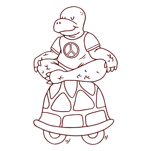 Meditierender Schildkrötencharakter Cartoon Schlaganfall PNG-Design
