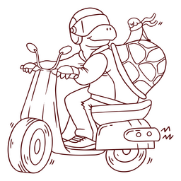Curso de desenho de personagem de tartaruga motociclista