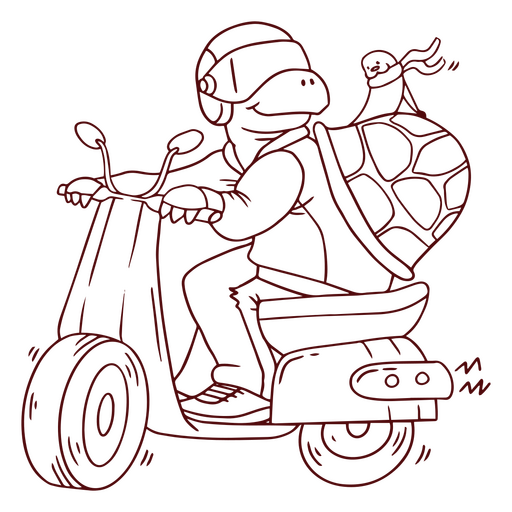 Biker-Schildkröten-Charakter-Cartoon-Strich PNG-Design