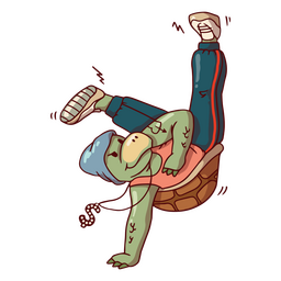 Break dance turtle character cartoon PNG Design Transparent PNG
