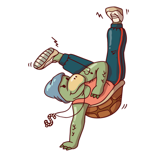 Breakdance-Schildkröte-Charakter-Cartoon PNG-Design