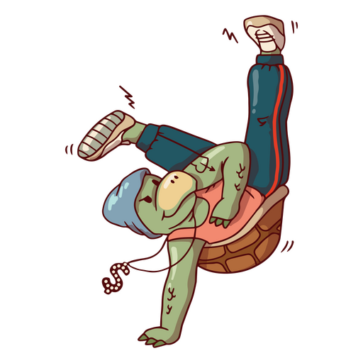 Desenho de personagem de tartaruga de dança break