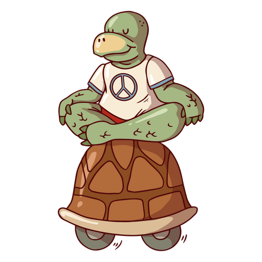 Personaje de dibujos animados de tortuga meditando