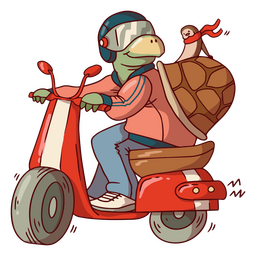 Biker turtle cartoon character PNG Design