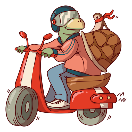 Biker-Schildkröten-Cartoon-Figur PNG-Design