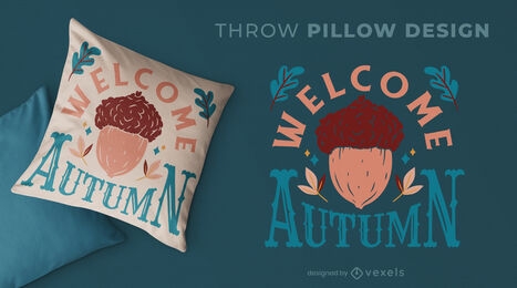 Diseño de almohada de tiro de otoño de naturaleza de bellota