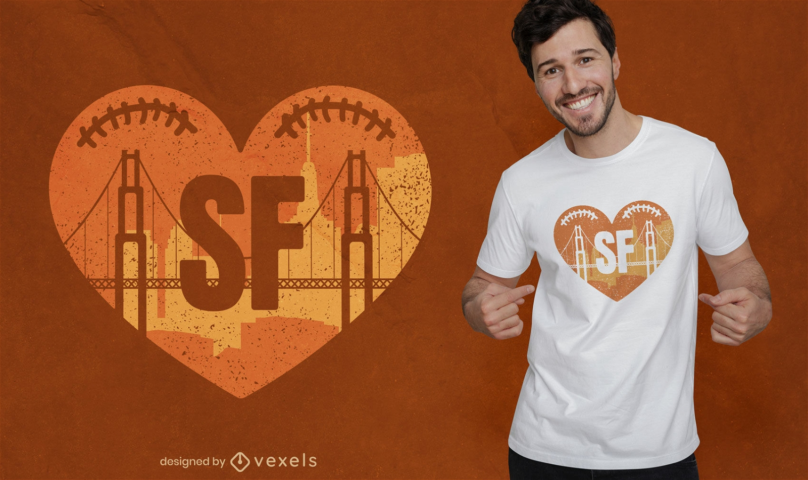 Bridge in football shaped heart t-shirt design