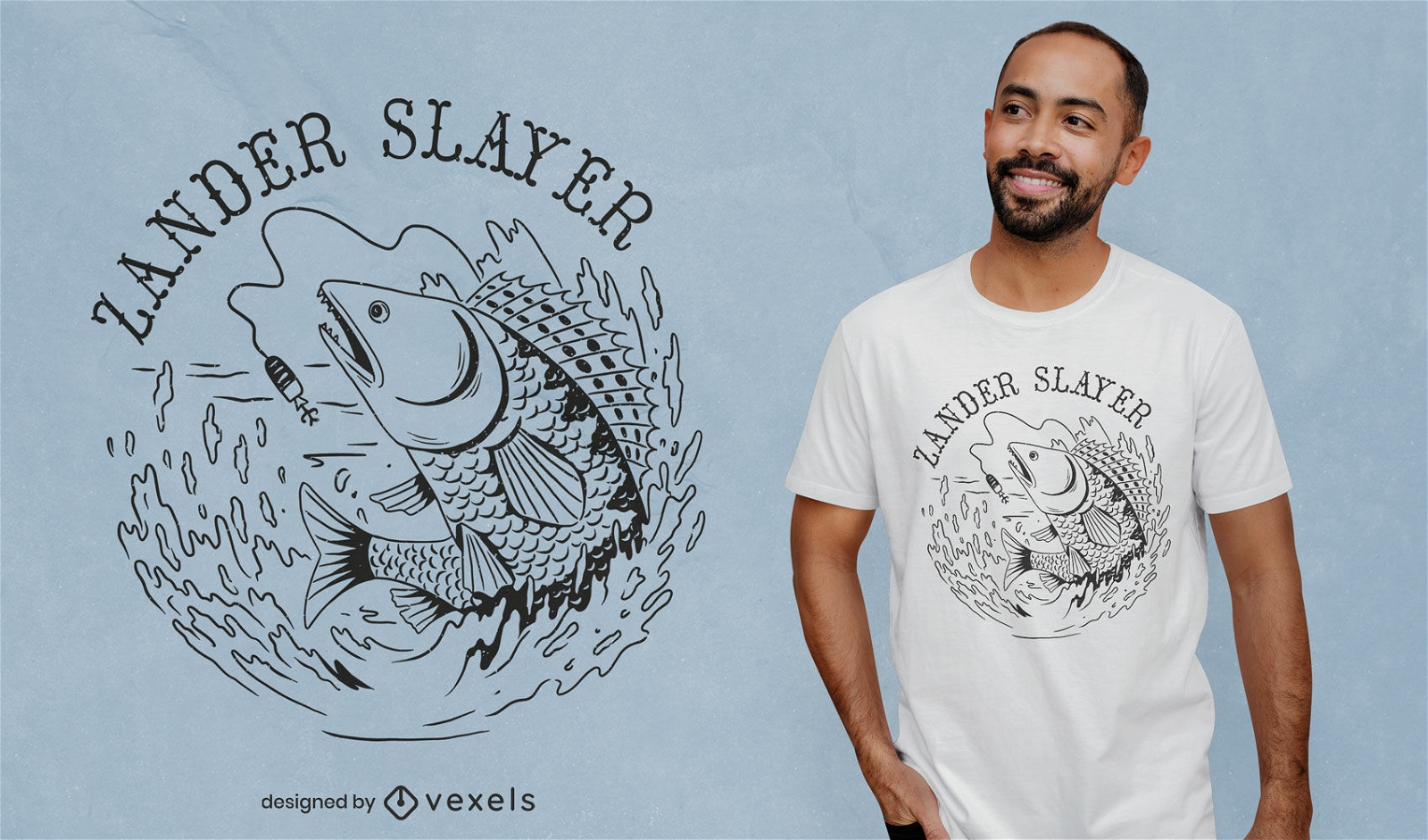 Design de camiseta de animais marinhos de peixe Zander
