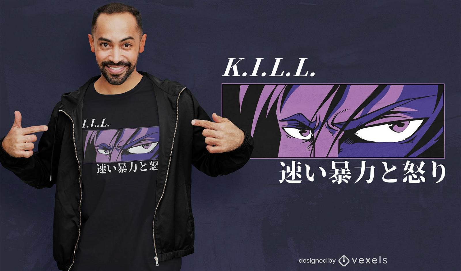 Diseño de camiseta anime angry eyes