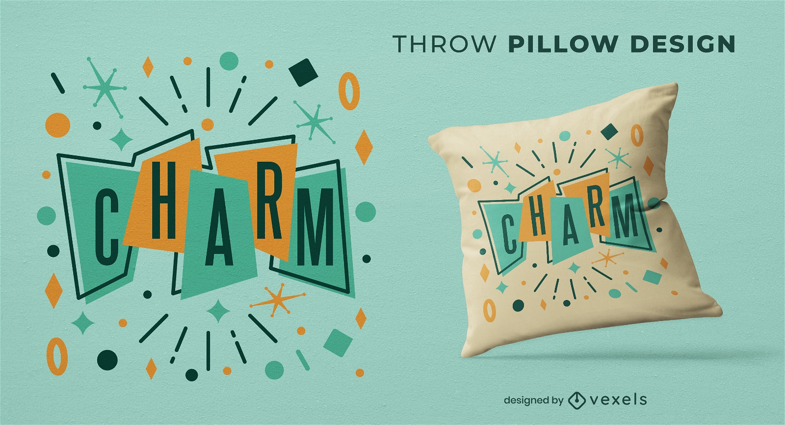 Joy retro quote throw pillow design