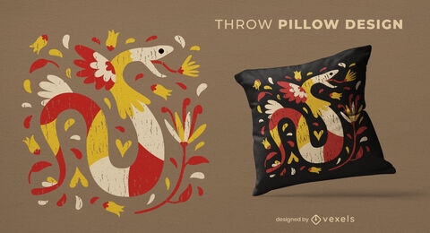 Colorful snake animal throw pillow design