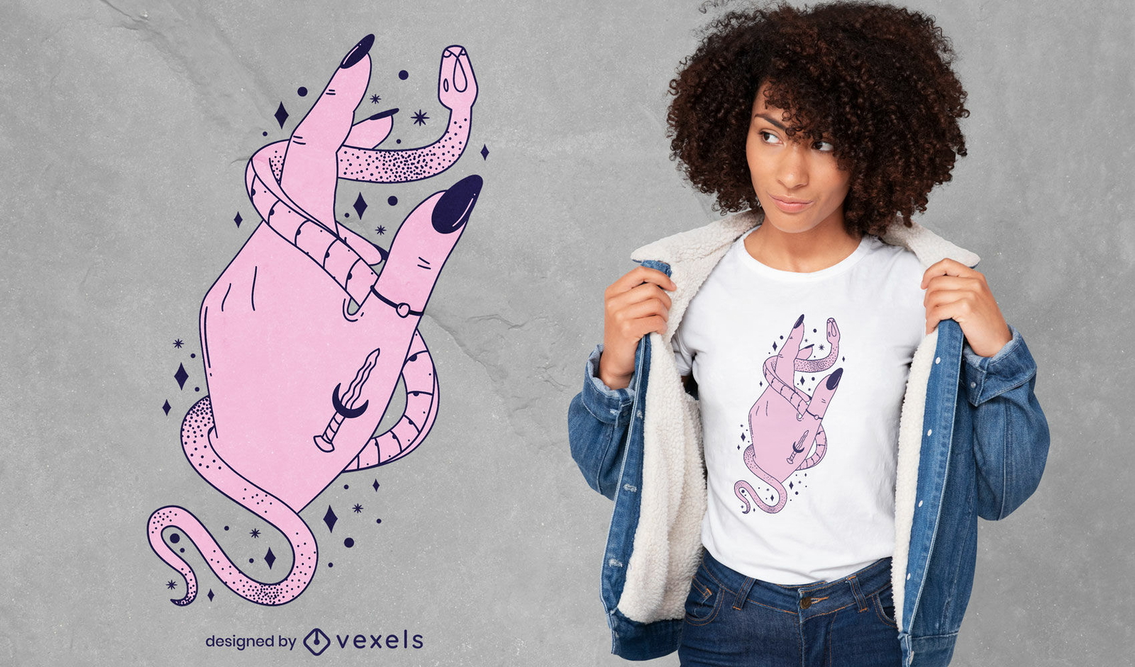 Mano mágica con diseño de camiseta de serpiente