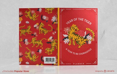 Design da capa floral do ano do tigre