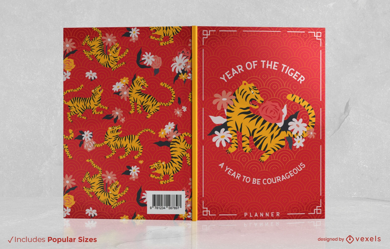 Jahr des Tigers florales Cover-Design