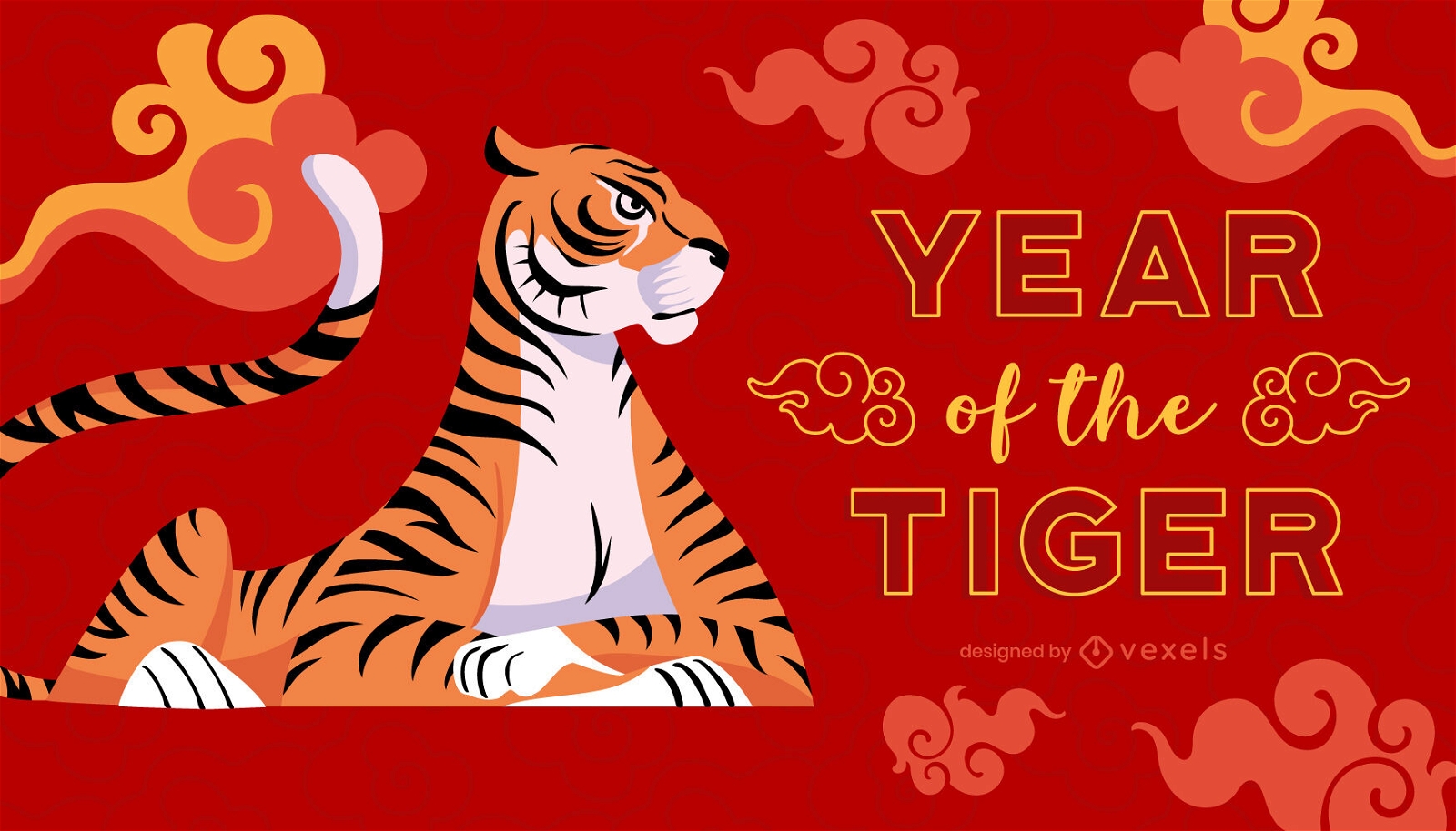 año chino de la ilustración del tigre