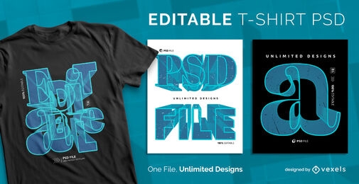 Skalierbare PSD-T-Shirt-Vorlage mit 3D-Zentraltext