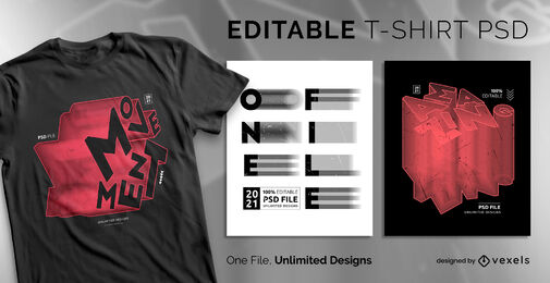 Modelo de camiseta psd escalável de movimento 3D