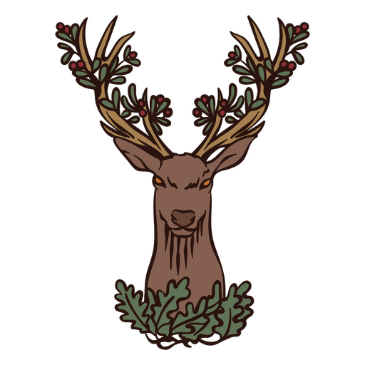 Reindeer color stroke solstice PNG Design