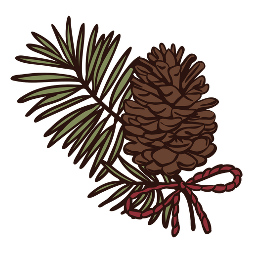 Pinecone and birch color stroke solstice PNG Design