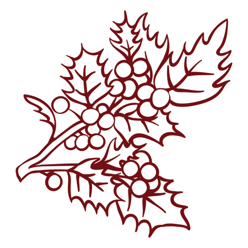 Mistletoe branch and leaves stroke