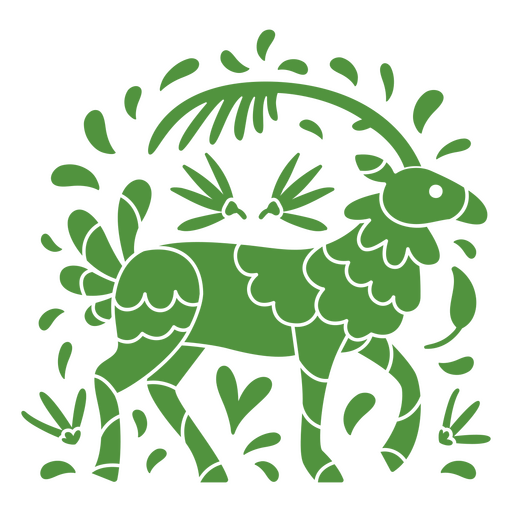 Day of the dead green deer cut out PNG Design