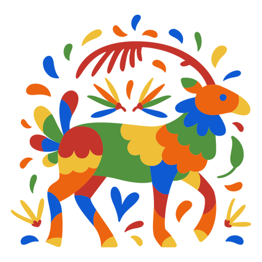 Day of the dead colorful deer flat PNG Design